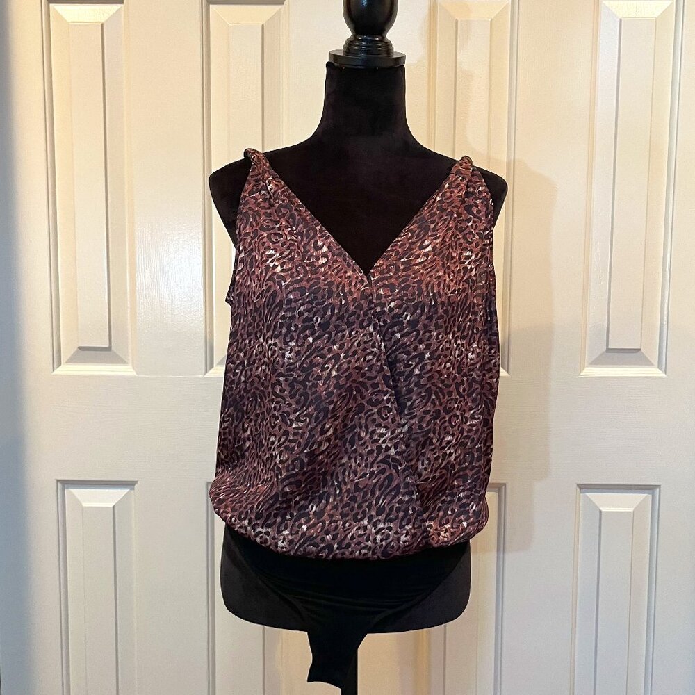 PAIGE Cheetah Leopard Print Nadynne Twisted Strap Sleeveless Bodysuit Top Size S